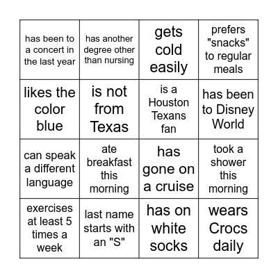 FIND SOMEONE WHO... Bingo Card