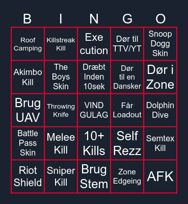 Battle Royal Bingo Card