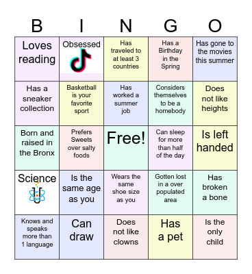 Classmate Bingo! Bingo Card