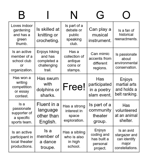 Human Bingo Card