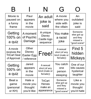 Disney Bingo Card