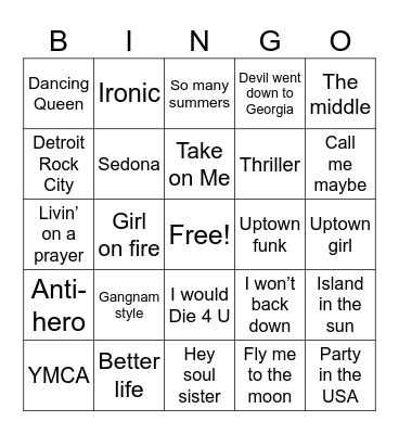 Zone 1 Singo Bingo Card