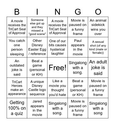 Disney Bingo Card