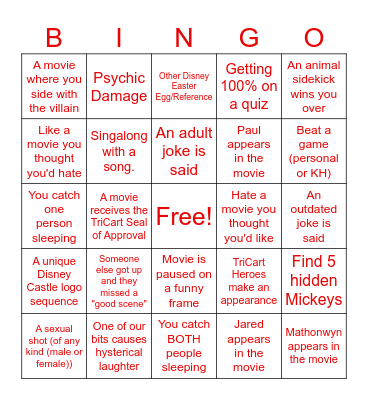Dingo Board Bingo Card