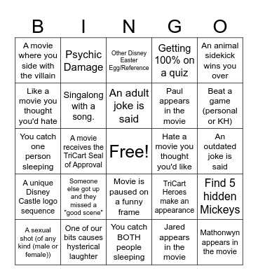 Dingo Board Bingo Card
