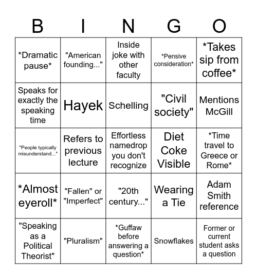 Jacob Levy Bingo Card