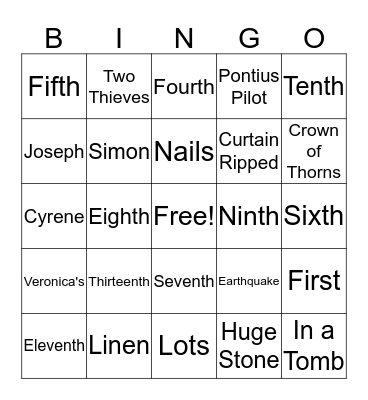 STATIONS OF THE CROSS Bingo Card