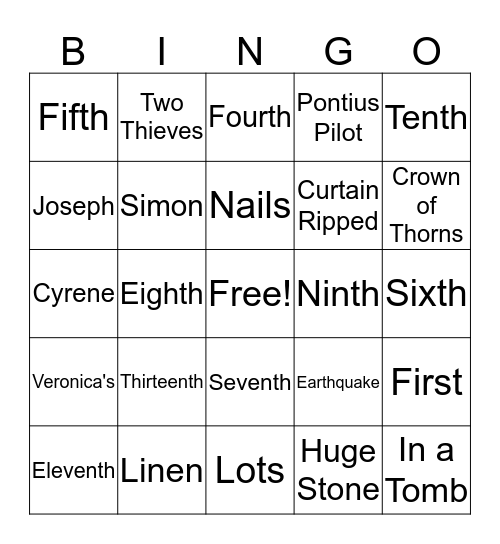 STATIONS OF THE CROSS Bingo Card