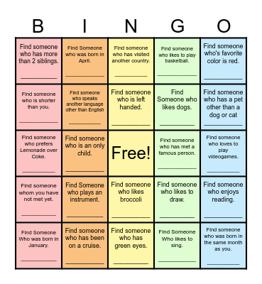 Find Someone Who... Bingo Card