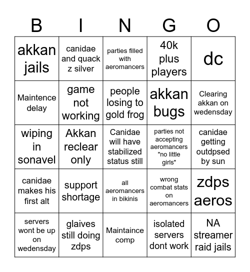 Akkan Patch Bingo Card