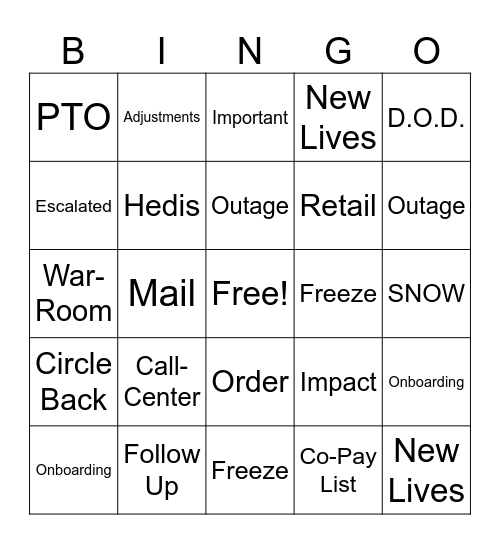 1-1 Bingo Card