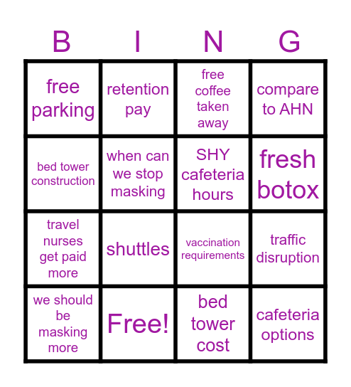 Town Hall Bing-O Bingo Card