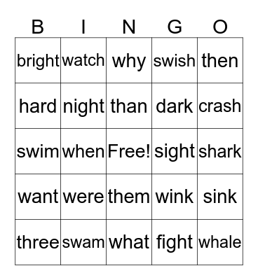 Skill Group 2 Bingo Card