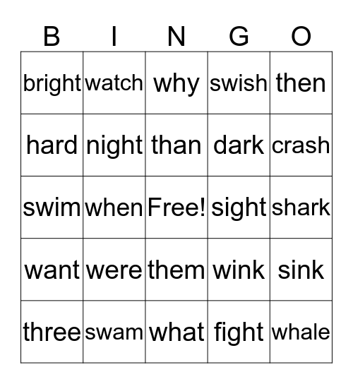 Skill Group 2 Bingo Card