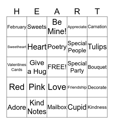 Valentines Day Bingo 2 Bingo Card