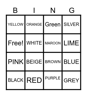 BINGO FOR KIDS Bingo Card