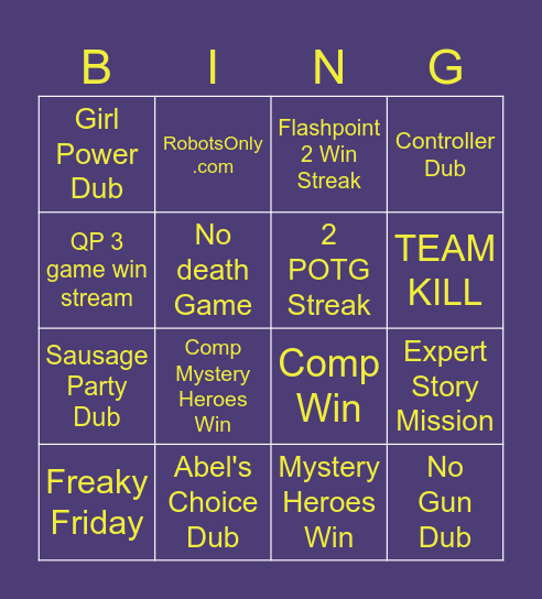 Overwatch Bingo Card