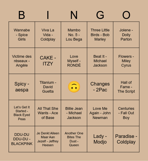 Muziekbingo Card