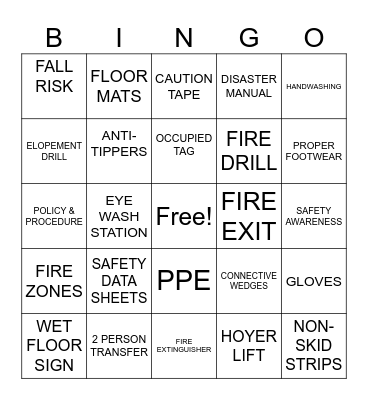 SAFETY Bingo Card