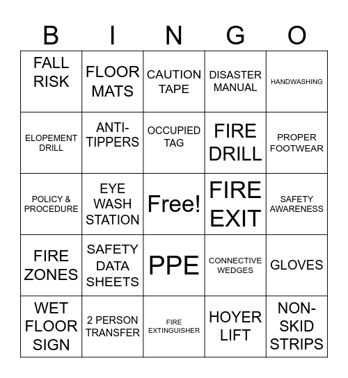 SAFETY Bingo Card