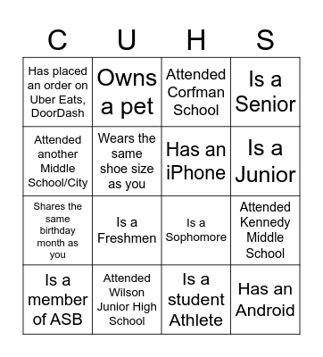 Find a Spartan who... Bingo Card
