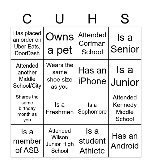 Find a Spartan who... Bingo Card