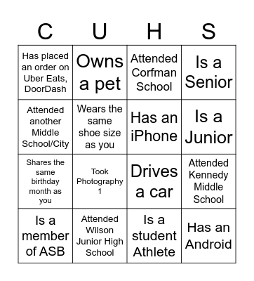 Find a Spartan who... Bingo Card