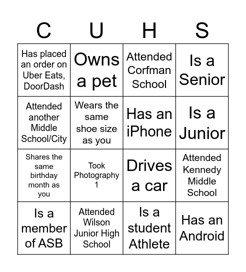 Find a Spartan who... Bingo Card