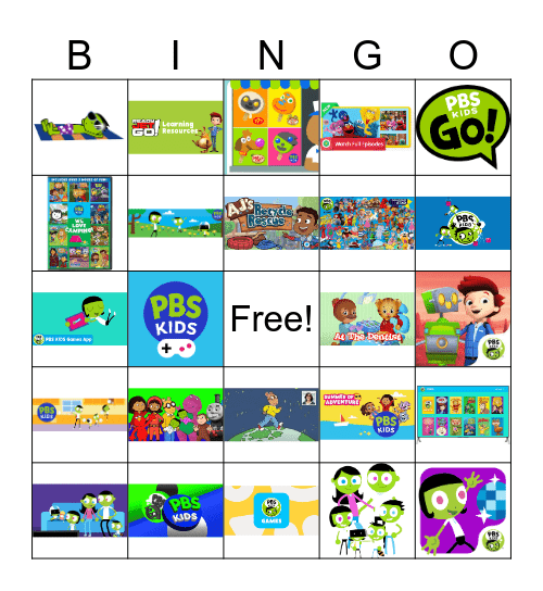 PBS KIDS Bingo Card