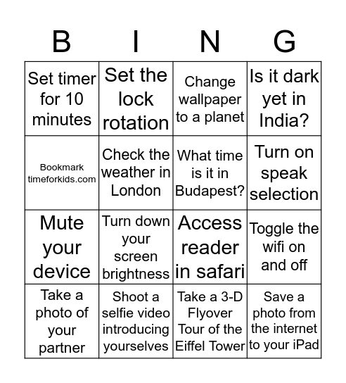 Ipad Exploration2 Bingo Card