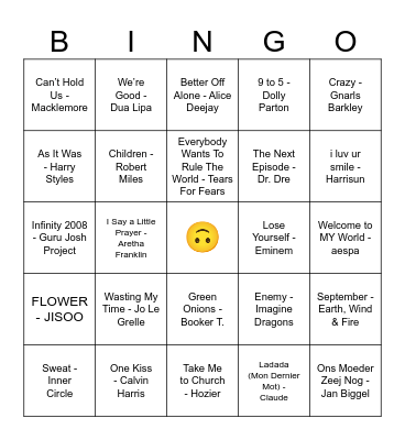 Muziekbingo Card