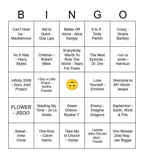 Muziekbingo Card