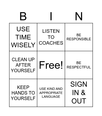 ARC EXPECTATIONS Bingo Card