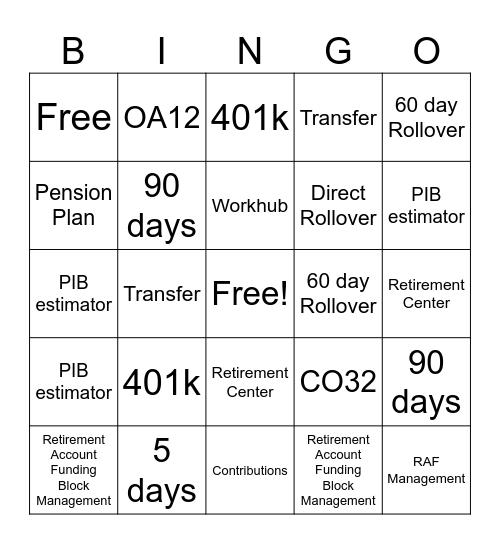 DOL Bingo Card