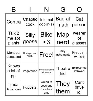 Jen bingo Card