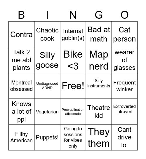 Jen bingo Card