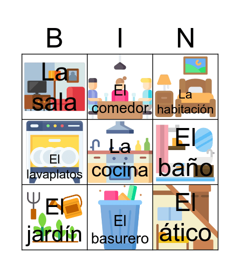 LAS PARTES DE LA CASA Bingo Card