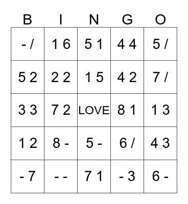 Valentine's Bingo Card