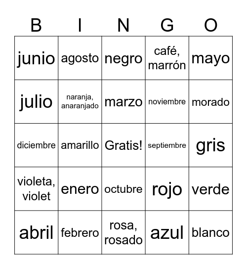 Quiz 1 Bingo Card