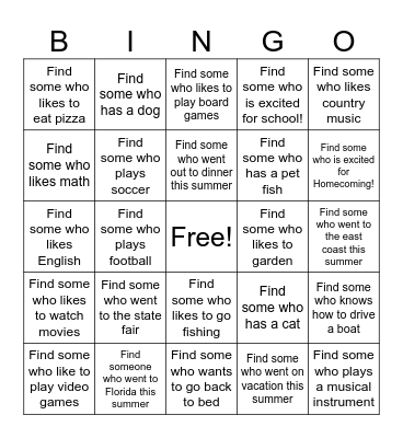 Get To Know You Bingo!! Bingo Card