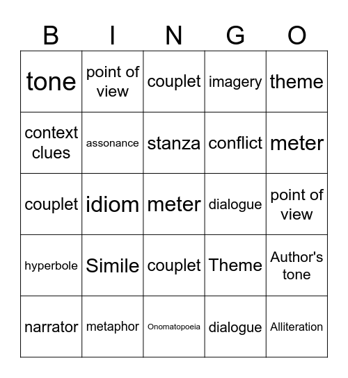 ELA week 2 bingo Card