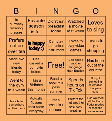 FIND SOMEONE WHO... Bingo Card