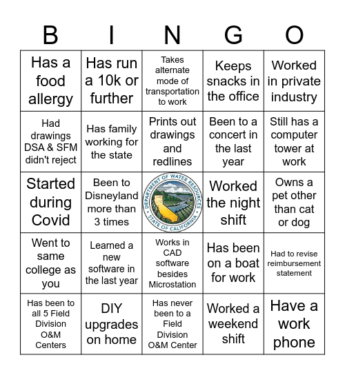 DOE Bingo Card
