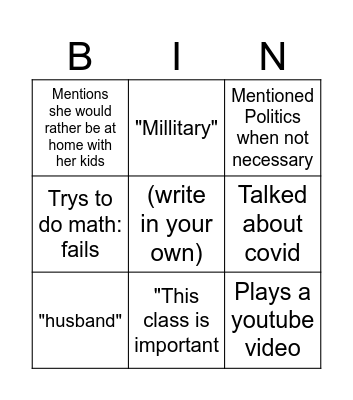 CCRB Bingo Card