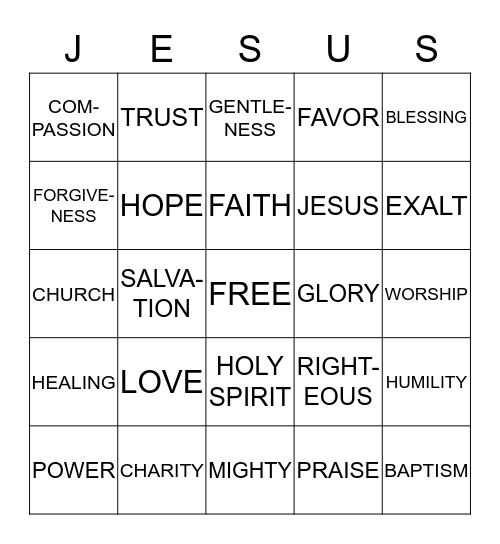JESUS LOVES YOU Bingo Card