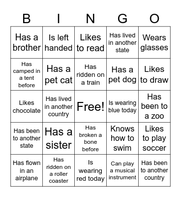 Get to Know You Bingo Card