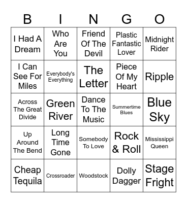 Vinyl Bingo - Woodstock Edition Bingo Card