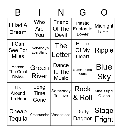 Vinyl Bingo - Woodstock Edition Bingo Card