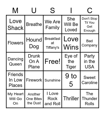 NAME THAT TUNE Bingo Card
