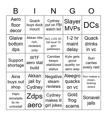 Patch Day Bingo Card